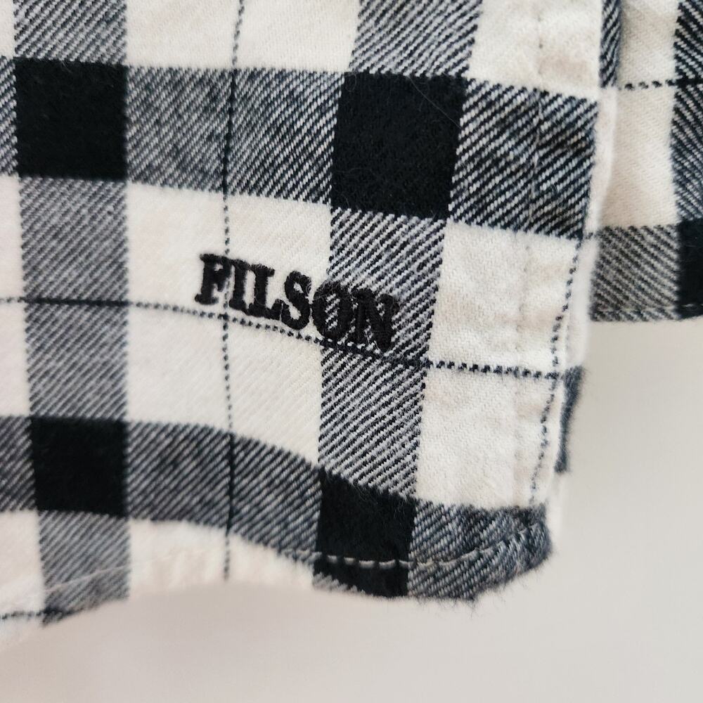 Filson Flannel Shirt XXL Womens Buttonup Alaskan Guide Plaid Black Cream Outdoor - Picture 6 of 13
